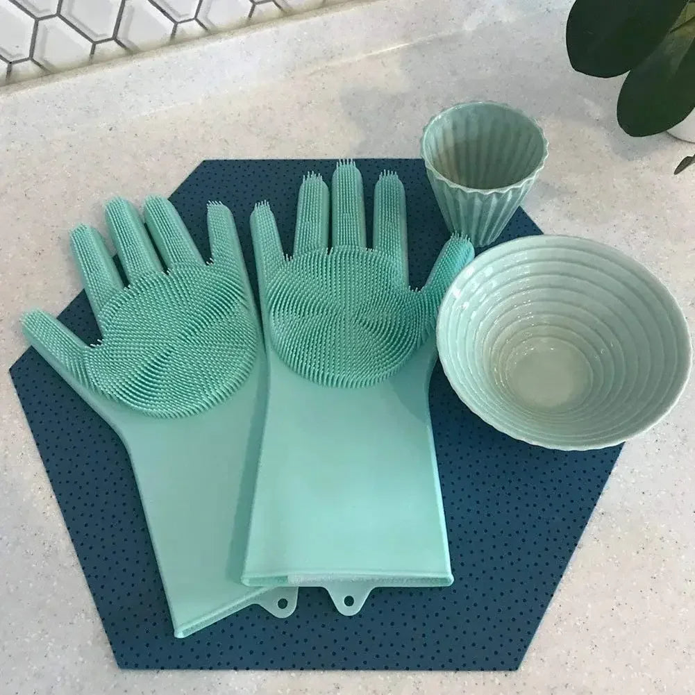 Guantes de Silicona Lava Platos Azules